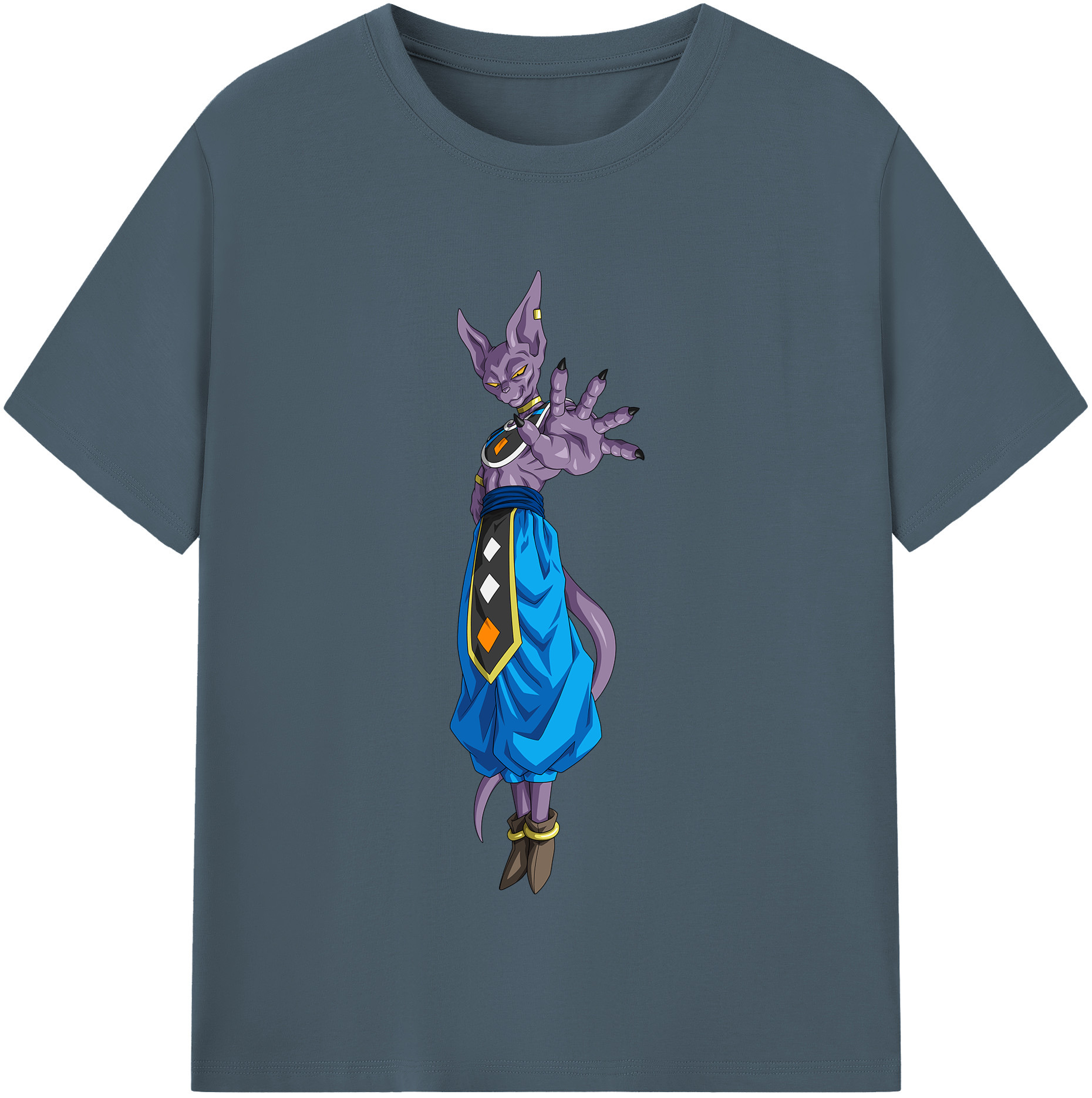 （画像用） ドラゴンボール ビルス 破壊神ビルス DRAGON BALL Beerus Birusu 綿100％半袖Tシャツ（フロントプリント）